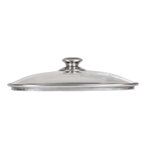 Крышка 28*28см Kukmara стеклянная с нерж. ручкой и метал. ободом с28-2т112 фото 2