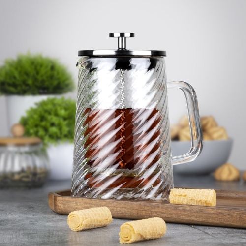 Френч-пресс 600мл Taller ЛОРЕТТА боросил. стекло нерж. сталь TR-32343 фото 3 Френч-пресс 600мл Taller ЛОРЕТТА боросил. стекло нерж. сталь TR-32343 фото 3