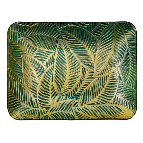 Блюдо из стекла 30,5*22,5*2,5см ЛИСТЬЯ прямоугольное Магамакс Tin-18 фото 2