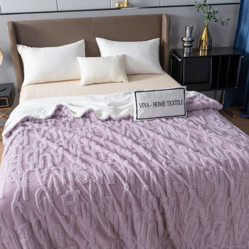 Плед 150*200см микрофибра FLUFFY БУКВЫ брусничный Viva Home Textile фото 3