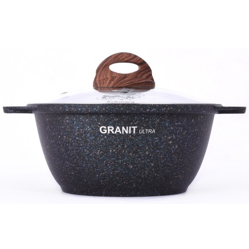 Кастрюля 2,0л Kukmara GRANIT ULTRA литой алюм. АП со стекл. крышкой (blue) кгг22а 1/3 фото 2