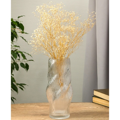 Ваза стекло 12*10*29см РЕЛЬЕФ прозрачный Венди 10872903 фото 6