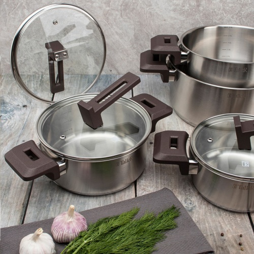 Кастрюля нерж. сталь 2,6л Taller МЕТОД со стекл. крышкой индукция TR-17308 фото 5