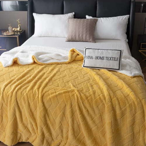 Плед 150*200см микрофибра FLUFFY ПЛЕТЕНКА желтый Viva Home Textile фото 3 Плед 150*200см микрофибра FLUFFY ПЛЕТЕНКА желтый Viva Home Textile фото 3