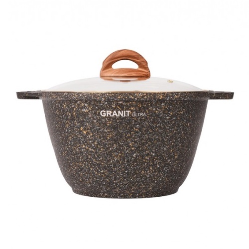 Кастрюля 4,0л Kukmara GRANIT ULTRA литой алюм. АП со стекл. крышкой (black-gold) кгбг42а фото 2