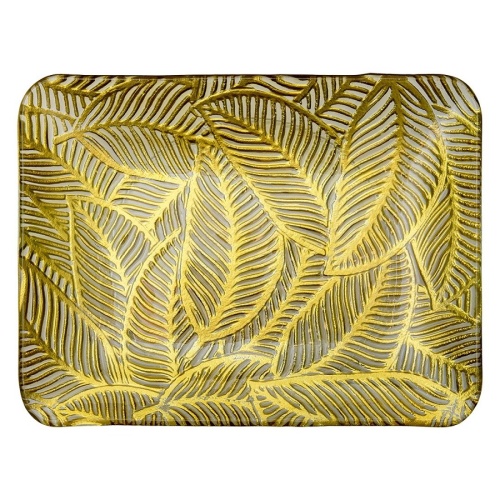 Блюдо из стекла 30,5*22,5*2,5см ЛИСТЬЯ прямоугольное Магамакс Tin-17 фото 2