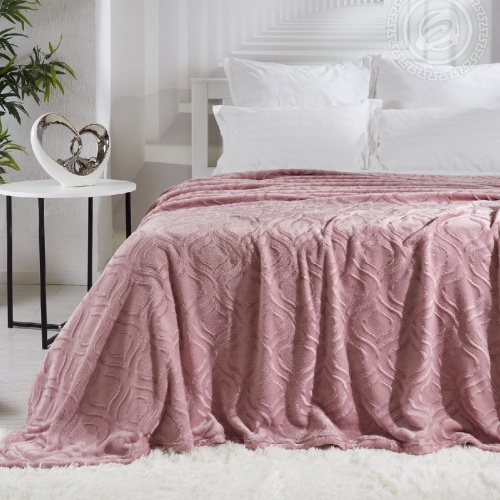 Плед 200*220см флис УЗОР пудровый 4033 Арт Постель фото 2