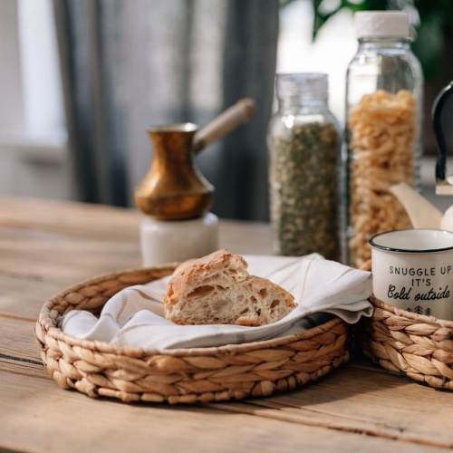 Поднос плетенный 28,5*4,5см ЗОЛОТИСТЫЙ КОЛОС песочный Магамакс Shan-02 фото 4