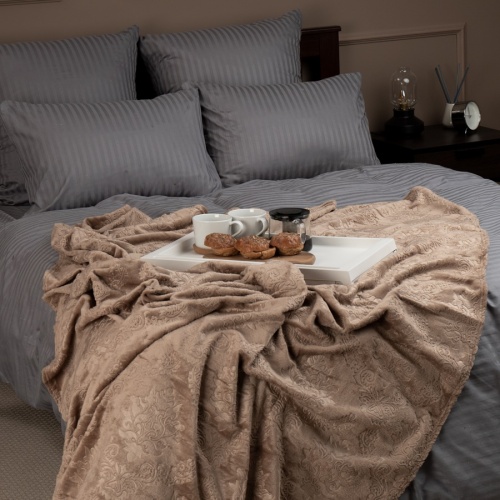 Плед 150*200см фланель D-Дамаск КОРИЧНЕВЫЙ Absolute TF FNE BR2 1520 18-1017 фото 3