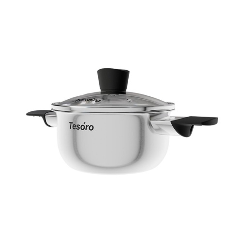 Кастрюля нерж. сталь 1,4л Tesoro MODICA со стекл. крышкой индукция КС514 фото 2