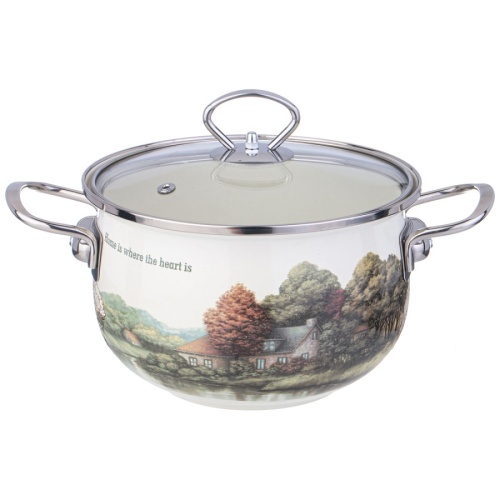 Кастрюля эмаль 2,8л Agness FAMILY HOUSE со стекл. крышкой индукция 943-067 фото 3