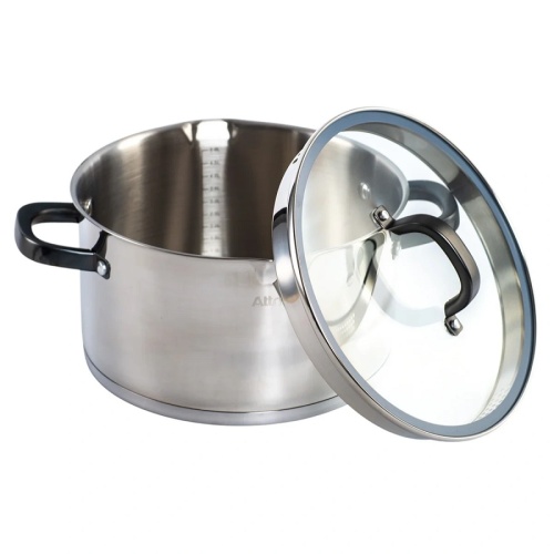 Кастрюля нерж. сталь 5,6л 24см Attribute DAVINCI со стекл. крышкой индукция ASD024 фото 2