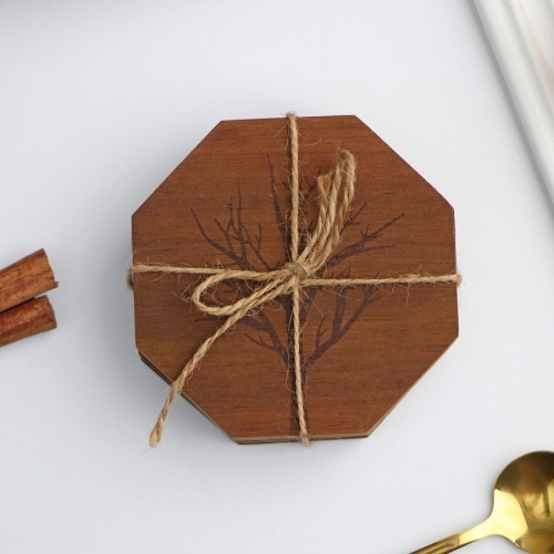 Набор подставок под горячее 4шт 9,2,9,2см ДРЕВО Magistro 9115439 фото 3