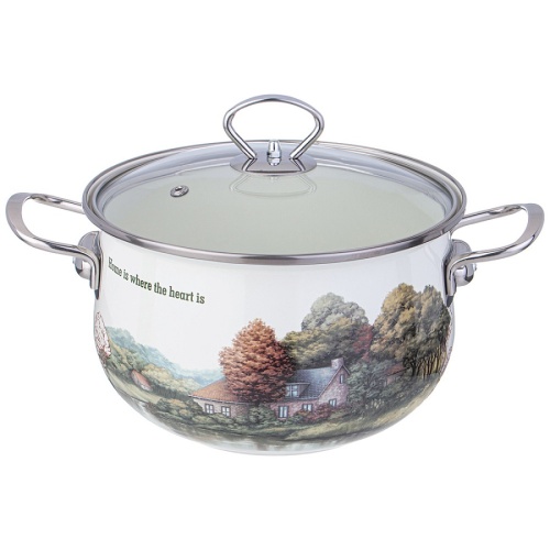 Кастрюля эмаль 3,8л Agness FAMILY HOUSE со стекл. крышкой индукция 943-068 фото 3 Кастрюля эмаль 3,8л Agness FAMILY HOUSE со стекл. крышкой индукция 943-068 фото 3