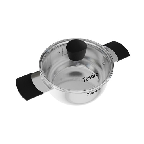 Кастрюля нерж. сталь 1,4л Tesoro MODICA со стекл. крышкой индукция КС514 фото 4