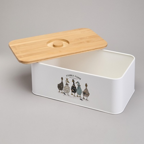 Хлебница 34*19,5*13,5см Agness FAMILY FARM ГУСИ сталь бамбук 790-384 фото 4