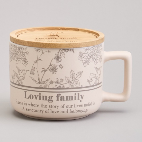 Кружка фарфор 400мл LOVING FAMILY низкая с крышкой Lefard 756-476