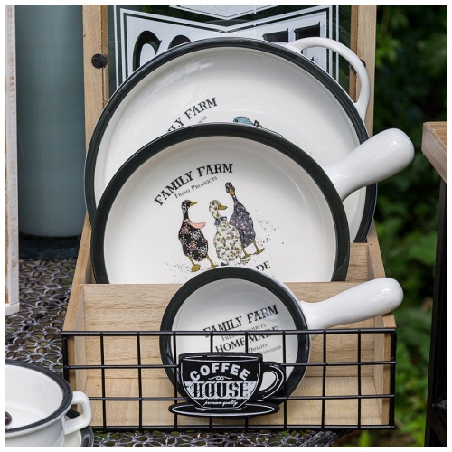 Блюдо из фарфора 29*23,5см FAMILY FARM ГУСИ круглое с ручками Lefard 263-1247 фото 3