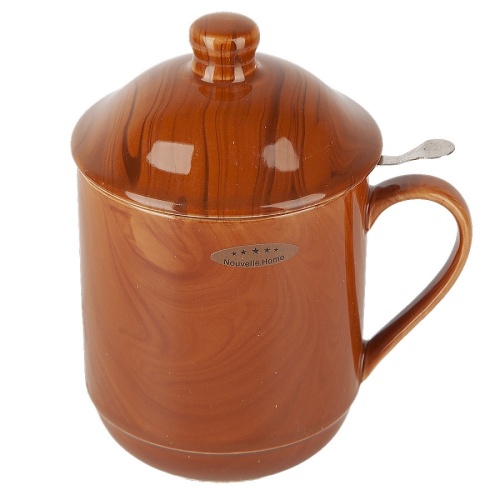 Кружка фарфор 320мл WOODEN GRAIN с крышкой и ситом Nouvelle Home 1730310 фото 2