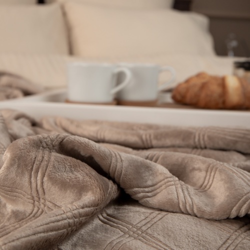 Плед 200*220см фланель C-Клетка БЕЖЕВЫЙ Absolute TF FNE BE-GY3 006/2022 NC фото 4