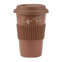 Стакан фарфор 370мл DI PORCELLANA BROWN Coffee Time с крышкой и рукавом Regent 83-002