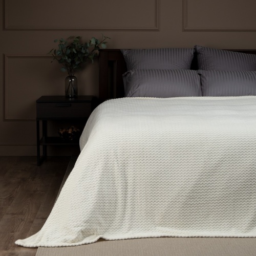 Плед 150*200см фланель S-Змейка МОЛОЧНЫЙ Absolute TF FNJ ML 1520 11-0105 фото 3