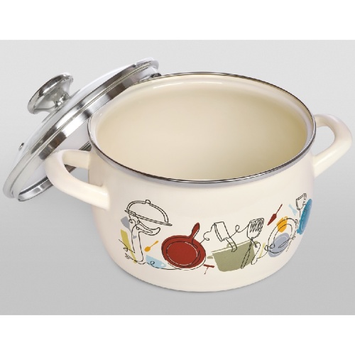 Кастрюля эмаль 5,4л Metrot КУХНЯ сферическая со стекл. крышкой индукция 389616 фото 3 Кастрюля эмаль 5,4л Metrot КУХНЯ сферическая со стекл. крышкой индукция 389616 фото 3