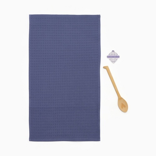 Комплект кухонный 2пр (полотенце+ложка) WINTER СИНИЙ Доляна 10918024 фото 2