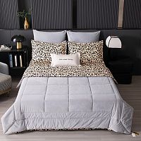 КПБ Евро сатин 50*70см+70*70см VELOURIA LUXE ЛЕОПАРД с одеялом Viva Home Textile
