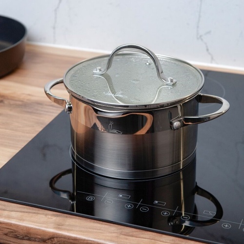 Кастрюля нерж. сталь 2,5л Home Queen ТАНДЕМ со стекл. крышкой индукция 77270 1/6 фото 3