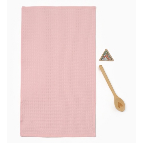 Комплект кухонный 2пр (полотенце+ложка) WINTER РОЗОВЫЙ Доляна 10918025 фото 2