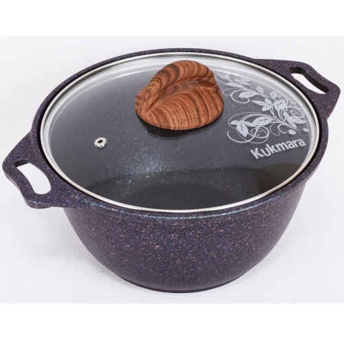 Кастрюля 4,0л Kukmara GRANIT ULTRA литой алюм. АП со стекл. крышкой (blue) кгг42а 1/3 фото 2