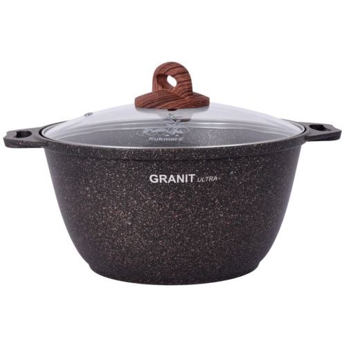 Кастрюля 4,0л Kukmara GRANIT ULTRA литой алюм. АП со стекл. крышкой (original) кго42а 1/3 фото 2