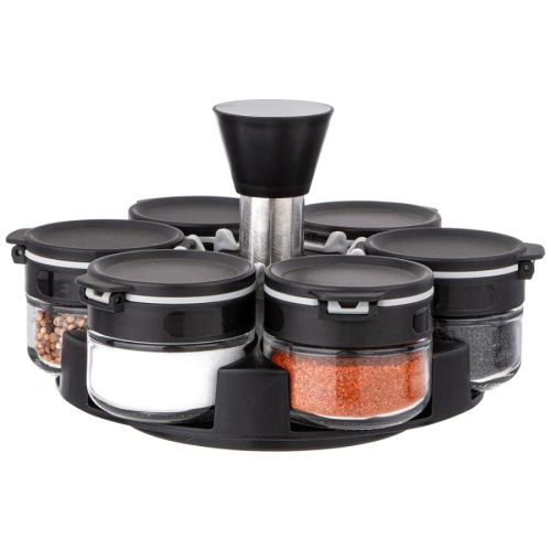 Набор для специй стекло 7пр (6 баночек 85мл+подставка) Agness 671-101 фото 4