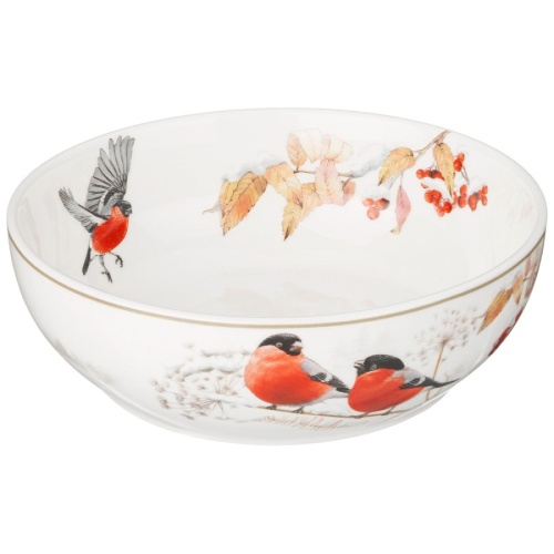 Салатник фарфор 15,5см 600мл ЗИМНЯЯ СКАЗКА СНЕГИРИ Lefard 85-1998 фото 2