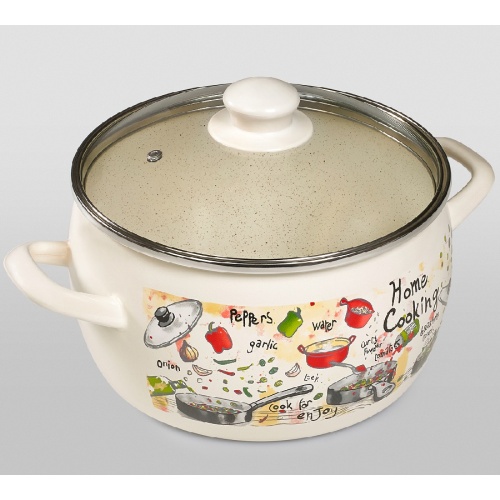 Кастрюля эмаль 5,7л Metrot ГУРМАН сферическая со стекл. крышкой индукция 348690 фото 2