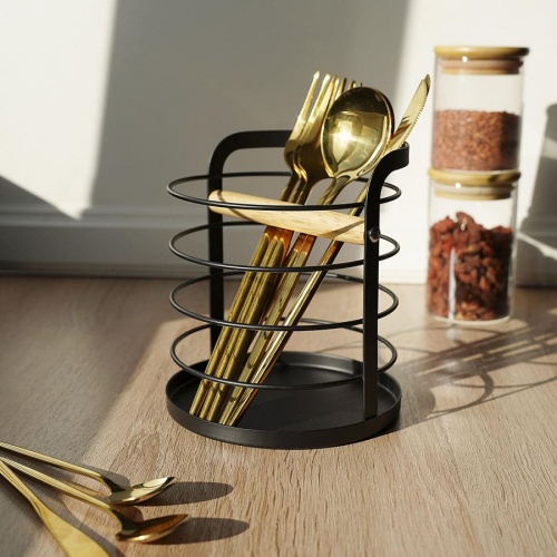 Подставка для столовых приборов 13*14,5см ЧЕРНЫЙ Магамакс WK-1BL фото 3