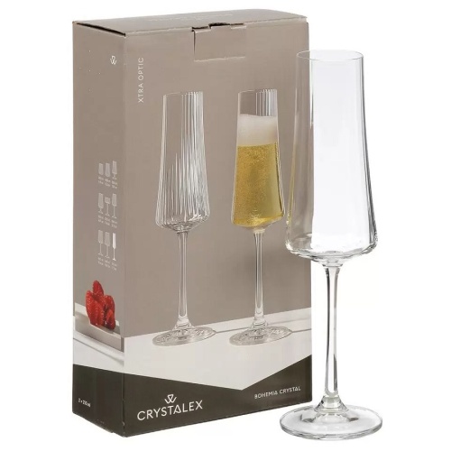 Набор бокалов для шампанского 2шт 210мл XTRA OPTIC декорированные Crystalex 40862/47/210/2 фото 2
