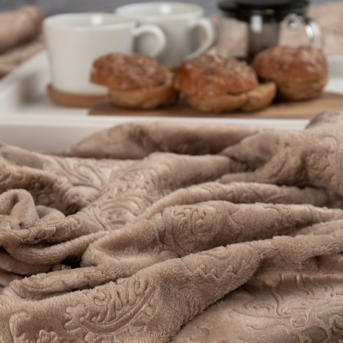 Плед 150*200см фланель D-Дамаск КОРИЧНЕВЫЙ Absolute TF FNE BR2 1520 18-1017 фото 4