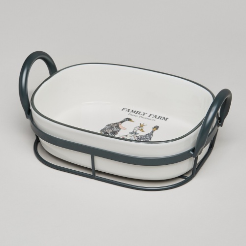 Форма для запекания фарфор 25*15,5см FAMILY FARM ГУСИ на подставке Lefard 263-1372 фото 2
