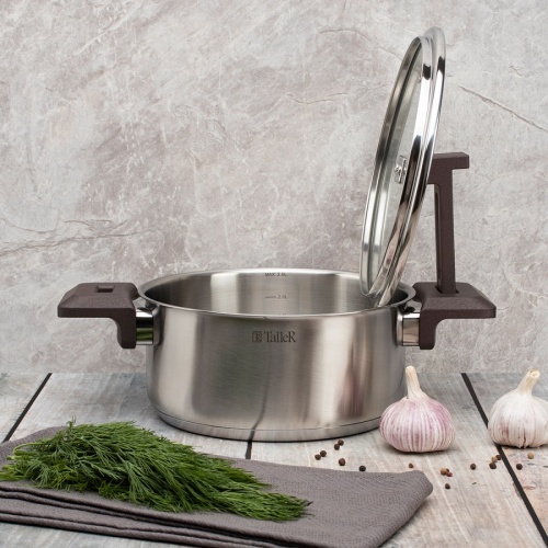 Кастрюля нерж. сталь 2,6л Taller МЕТОД со стекл. крышкой индукция TR-17308 фото 4