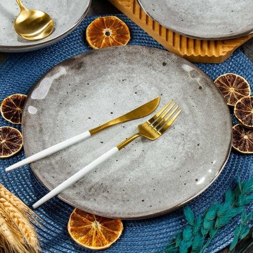 Тарелка обеденная керамика 26см STONE серый Domenik DMD041 фото 2