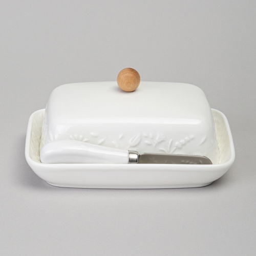 Масленка фарфор 16,5*12,5*8см FLOWERS STORY с ножом Lefard 474-257 фото 3