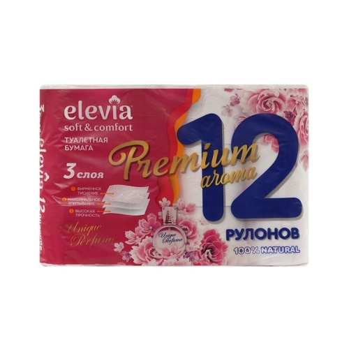 Бумага туалетная ELEVIA 12рул 3сл Premium Aroma 1/5 фото 2