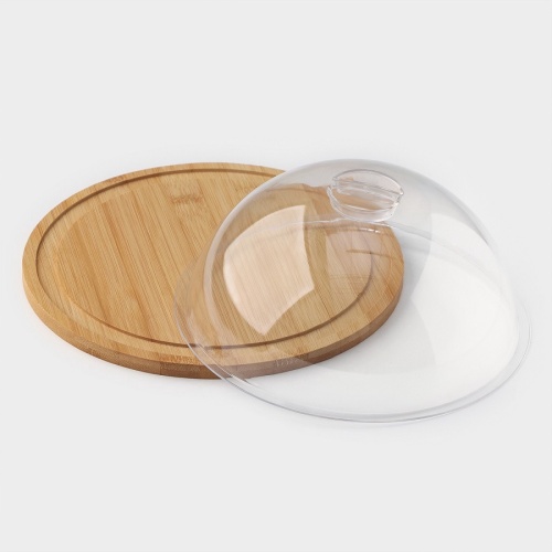 Блюдо из бамбука 24см КЛОШ круглое с крышкой Доляна 6781031 фото 4