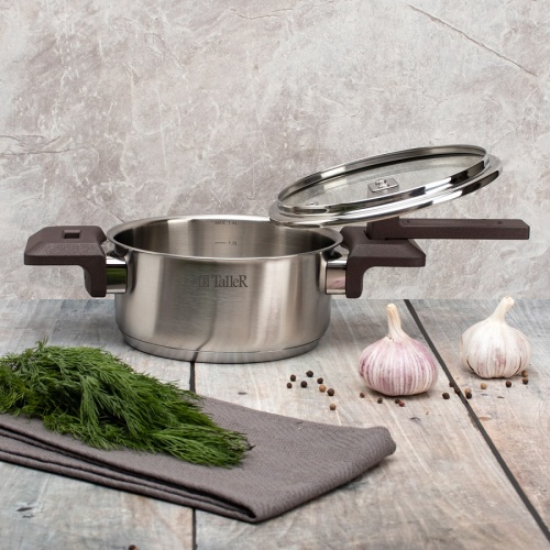 Кастрюля нерж. сталь 1,4л Taller МЕТОД со стекл. крышкой индукция TR-17306 фото 4