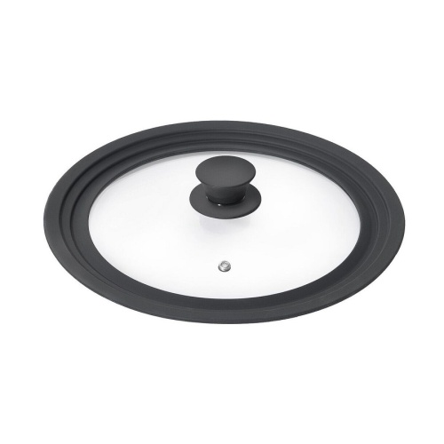 Крышка 22-24-26см Home Queen МУЛЬТИ стеклянная с силикон. ручкой и ободом на 3р-ра 77480 фото 2