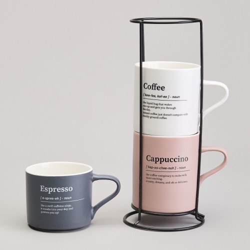 Набор кружек фарфор 3шт 250/320/400мл COFFEEMANIA на подставке Lefard 756-471 фото 2 Набор кружек фарфор 3шт 250/320/400мл COFFEEMANIA на подставке Lefard 756-471 фото 2