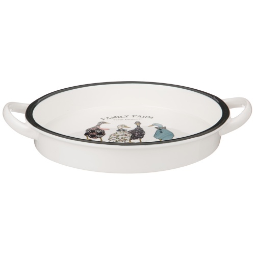 Блюдо из фарфора 29*23,5см FAMILY FARM ГУСИ круглое с ручками Lefard 263-1247 фото 2