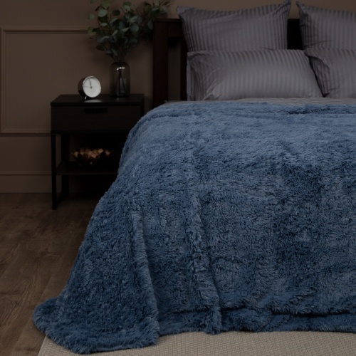 Плед 220*240см мех СИНИЙ длинный ворс Buenas Noches TF F072BL2 2224 ДВ 17-4023 фото 3